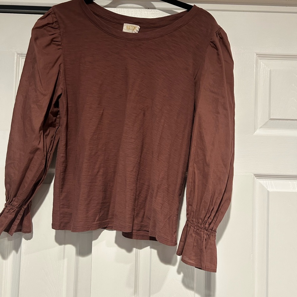 Nation LTD Mauve Brown Crewneck Long Sleeve Top